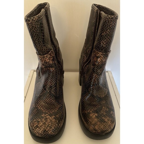 Women’s Snake Print Ankle Boots US 8 Block Heel Zip Retro 90s Y2K Faux Leather - Picture 2 of 7